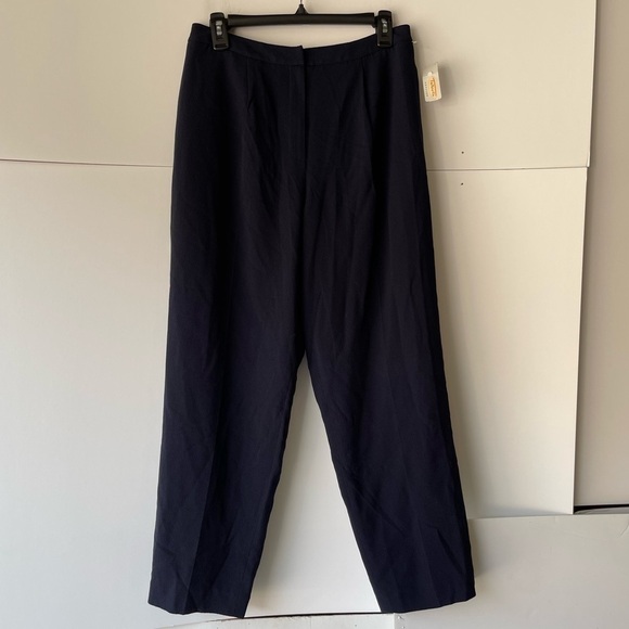 NWT! ($108) Women's Petite Navy Pleated Pants Trouser Relaxed Fit 100% Wool, 10P - Picture 11 of 11